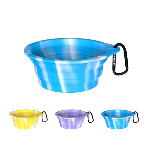 Collapsible Dog Bowls 3-Pack, Portable Travel Dog Bowl with Carabiner, Food-Grade Silicone Pet Bowl for Hiking, Walkin
