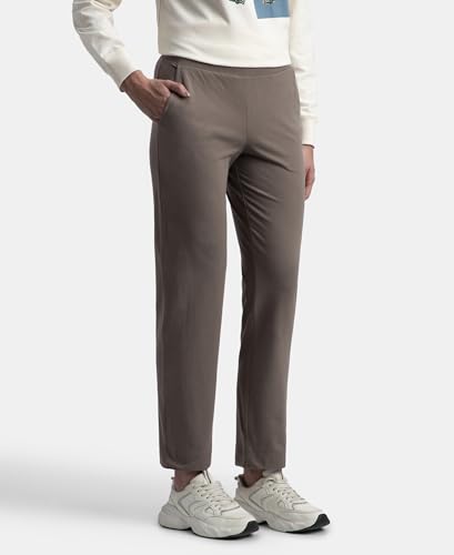 Image of Jockey 1302 Women's Super Combed Cotton Elastane Stretch Relaxed Fit Trackpants with Side Pockets