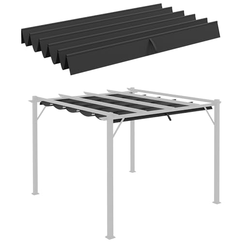 Outsunny Retractable Pergola Shade Cover, Replacement Canopy Fabric for 3 x 3 (m) Pergola, Gazebo...