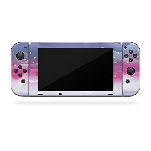 Image of Tacky Design Clouds Skin Compatible Nintendo Switch Skin Wrap Cover, Moon Stickers, Premium Vinyl 3M Full Wrap Decal, Purple Starry Sky