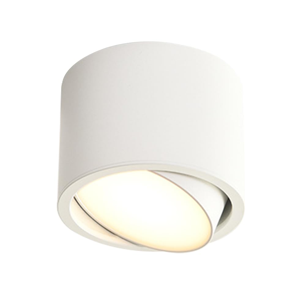 GTHTUHFD Cylinder Ceiling Downlight - Led Surface Mount Accent Lighting Fixture, Aluminum Directional Spotlight For Living Room, Entryway, Hallway,White-6000k-7W