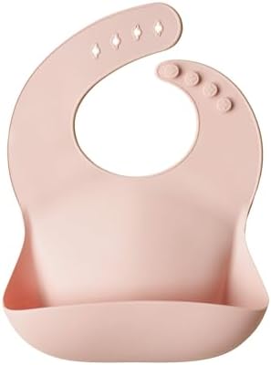 mushie Silicone Baby Bib | Adjustable Fit Waterproof Bibs (Blush)