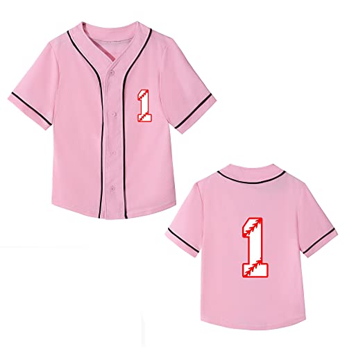 Toddler Baseball 1st Birthday Shirt Baby Boy Rookie of The Year One Year Old V Neck Shirt Button Tee Gift