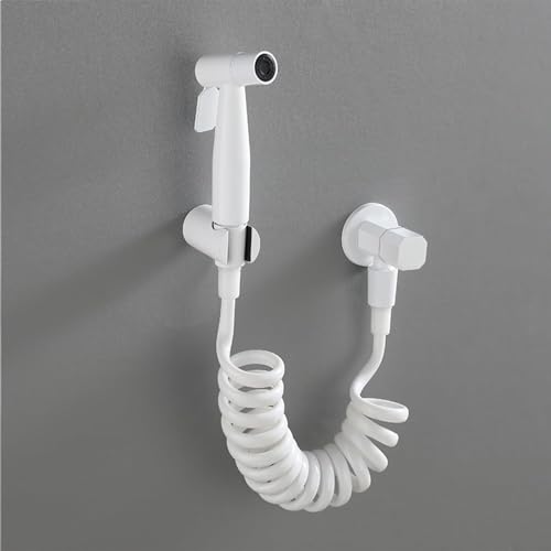 Kit de ducha de mano para inodoro blanco con soporte de pared 4