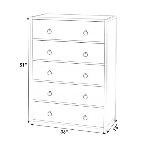 Butler Specialty Company Lark 5-Drawer Wood Vertical Dresser - Natural - Thumbnail 3