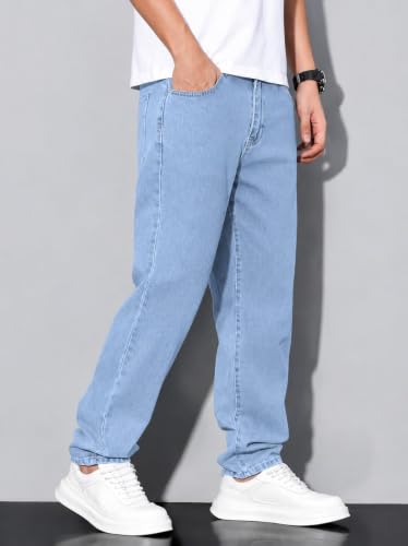 RAGZO Men's Relaxed Fit Mid Rise Blue Jeans Light Blue - Image 4