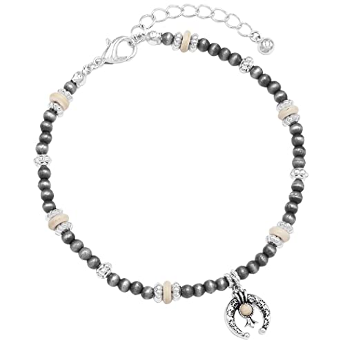 Pulsera de tobillo cómoda y ajustable contra roces con cuentas de metal