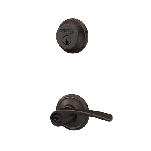 Schlage FB50 N V MER 716 Single Cylinder Deadbolt and Keyed Entry Merano Lever, Aged Bronze by SCHLAGE - Image 7