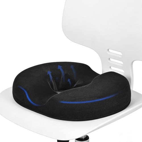 Homshsjhkis Cojin Antiescaras, Cojin Silla Oficina Coxis, Cojin Donuts Coxis Hemorroides de Espuma Viscoelástica para Hemorroides, Embarazo, Dolor en el Cóccix para, Oficina, Casa, Coche