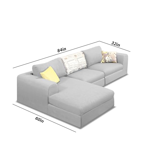 Image of Koza LHS 4 Seater L Shape Sofa Set for Living Room (Grey Fabric) Premium Fabric Sofa