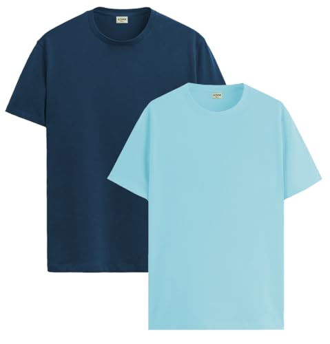 Image of ADRO Men's Cotton Regular Fit Combo Plain Solid T-Shirt Pack of 2