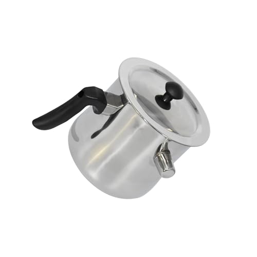 susiodeu Olla de acero inoxidable para derretir cera, Para sistema para baño maría, mango termoconductor, vertedor antiadherente, jarra para baño maría para derretir cera, Plata, 17.5 x 15 cm 1.5 l