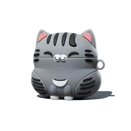 GULVQYF Funda protectora de silicona Kawaii con diseño de gato en 3D para Airpods Pro 3 (2025), funda protectora de silicona para auriculares para Airpod Pro de 3ª generación para niñas y niños (gris)