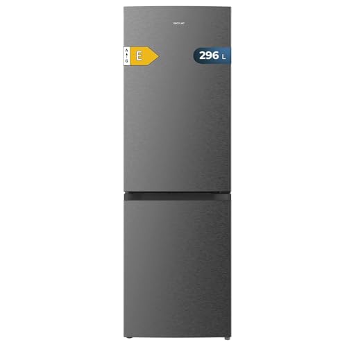 Cecotec Frigorífico Combi 2 Puertas Bolero CoolMarket Combi 296 DF Dark E. 296L, 60cm de ancho, Funciones FastCooling, FastFreezing y DeFrost, LED interior, Dark Inox
