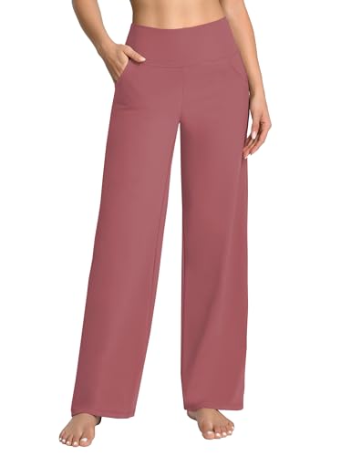 Image of BUBBLELIME Women High Waist Wide Legs Yoga Pants Loose Sweatpants Pockets | 29 inch /31 inch /33 inch /35 inch /37 inchInseam,2 Styles / Dress /Basic,Lounge,Comfy,Stretch Casual Work