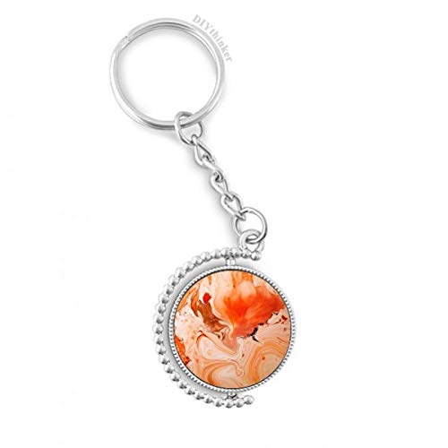 Porte-clés rotatif marbre orange blanc au design abstrait moderne