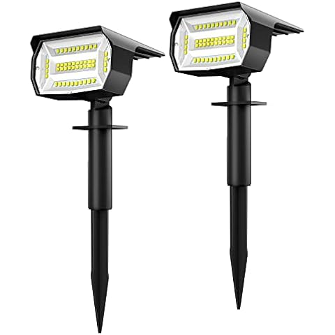 LOTMOS 48 LED Solar Landscape Spotlights, 2-in-1 Garden Lights Solar Powered IP67 Waterproof 6500K Daylight White, Outdoor Wall Lights for Garden Yard Driveway Porch Walkway, 2 Pack Cover