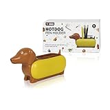 YOBRO Hotdog Pencil Holders, 6 compartments for Desk and Office Supplies, Stationery Gift Idea for Dog&Hotdog Lover,Cute Desktop Organiser -Dachshund Mini Storage Organizer