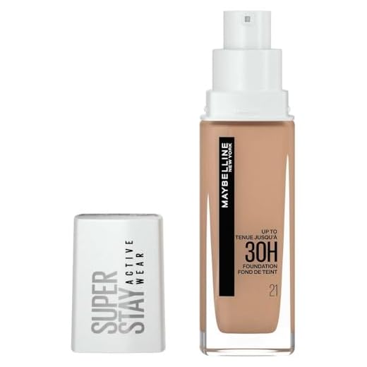 Maybelline New York, Base de maquillaje Superstay Active Wear 30H, Waterproof, Textura ligera, Tono 21 Nude Beige, 30 ml