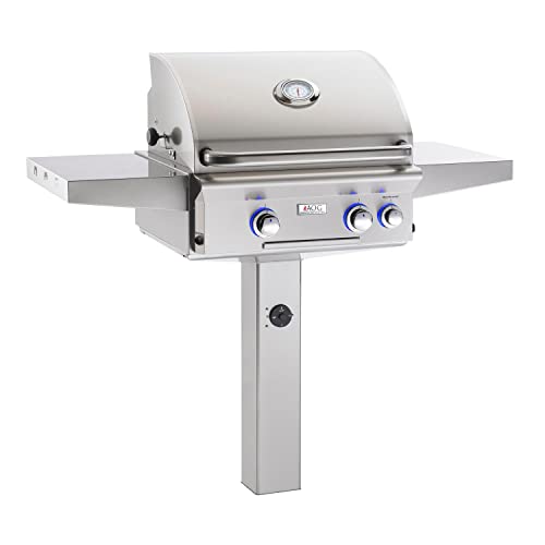 AOG American Outdoor Grill L-Series 24-Inch 2-Burner Propane Gas Grill On In-Ground Post with Rotisserie - 24PGL