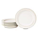 Tanirapel Ceramic Appetizer Plates, 6 Inch Dessert Plates, Small Salad Plate, Set of 6, Reactive White
