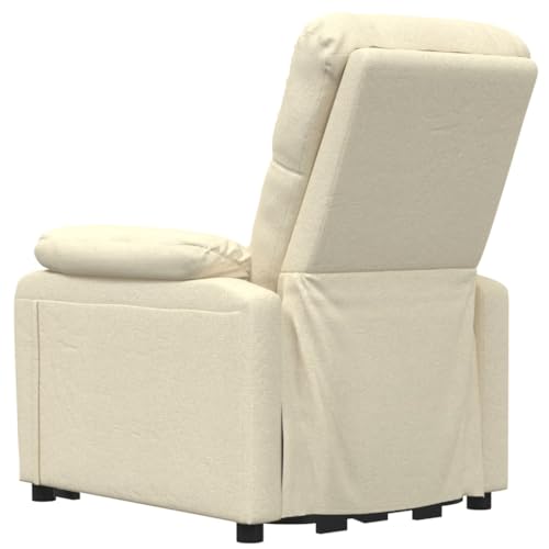 vidaXL Massagesessel, Sessel Verstellbar Elektrisch, Relaxsessel mit Liegefunktion Vibrationsfunktion, Fernsehsessel Liegesessel, Creme Stoff – Bild 8
