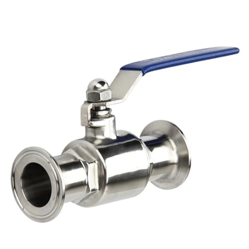 FGRDMUKP Válvula de Bola Sanitaria de 12,7mm, 19mm, 25mm, 32mm, 38mm y 48mm, válvula de Bola de instalación rápida de Acero Inoxidable 304, válvula de Bola con Abrazadera(25mm)