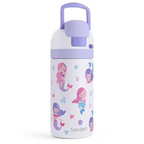 Image of Mermaid Kids Insulated Stainless Steel Water Bottle 16 Oz, Travel Tumbler for School, Sports for Girls, Birthday, Back To School