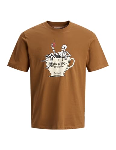 JACK & JONES Jorholiday SS CN T-Shirt Motif tête de Mort, Huile d'argan, XL