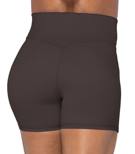 Image of Sunzel Women's High Waisted Crossover Waist Biker Shorts for Yoga Workout | 4-inch inseam, high waisted, tummy control, crossover waist, buttery soft, compression fit, close fit, for yoga and workouts