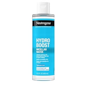 Neutrogena Hydro Boost Micellar Water with Hyaluronic Acid, Micellar Cleansing Water for Sensitive Skin, Removes Makeup, Dirt & Oil, Alcohol-Free, 13.5 fl oz