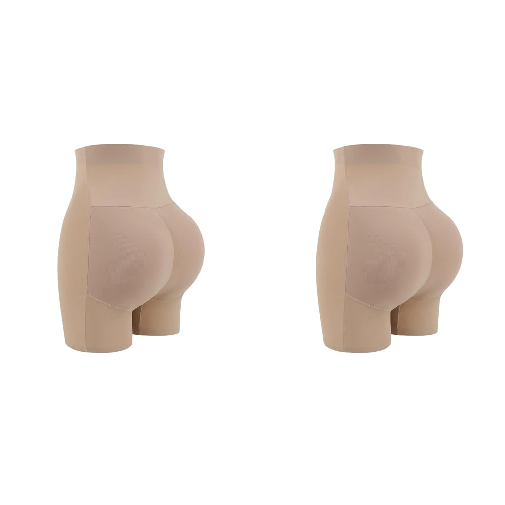 Butt Lifter Padded Underwear for Women Hip Pads Enhancer Shapewear Shorts Seamless Tummy Control Panties Shaper Fake Pad M Beige 2PCS-image-24