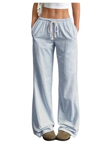 SOLY HUX Women's Drawstring Straight Leg Baggy Pants Casual Lounge Pants Trousers with Pocket