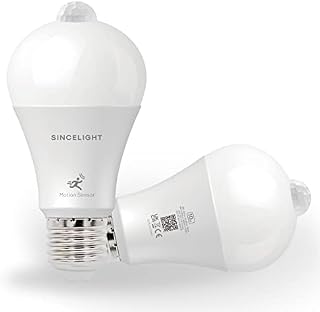 Motion Sensor LED Bulb with E27 Cap, Detects Human Movement and Automatic ON/Off in Darkness, 10W GLS Bulb with PIR Sensor and Light Sensor, Security Light Bulb, 60 Second Duration, Pack of 2