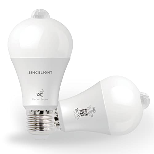 Ampoule LED PIR à capteur de mouvement avec base E27, marche/arrêt automatique par capteur PIR équipé et capteur crépuscule à l'aube, détecteur de mouvement, ampoule de sécurité, lot de 2 Cover
