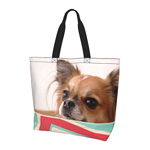 FFEXS cane in the box Stampa Tote Bag Satchel Bag Borsa Elegante Tote Bag Grande Capacità Una Spalla Shopping Bag, Stampa cane nella scatola, Taglia unica