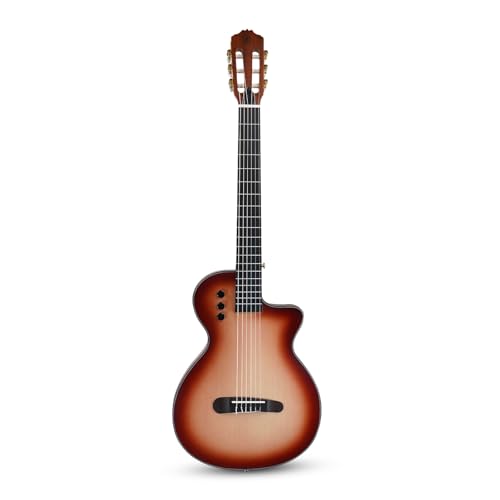 Image of Kadence KCLTB300 39 inch Classical Electro Acoustic Guitar | Slim Body Cutaway Travel Guitar | Spruce Wood | Built-in Pickup + 2 Band EQ | Comes with Bag | Includes Learning Course | Light Brown