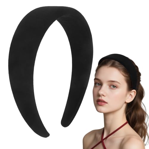 Materiale di alta qualità: fascia per capelli nera con tessuti morbidi di alta qualità, materiale elastico liscio selezionato, cerchietto per capelli da donna nero traspirante, non stringe la testa, cerchietto nero per capelli da indossare a lungo senza sforzo, facile da pulire e ad asciugatura rapida, lunga durata