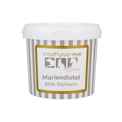 Für Dein Tier VitalPulver Pur | 100% Mariendistel als Pulver (1 x 200 g) | 80% Silymarin, hohe Reinheit und Qualität | speziell für Hunde, Katzen und Pferde | Unterstützt Leberfunktion und Entgiftung