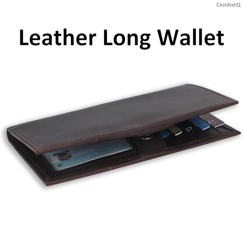 Genuine Leather RFID Blocking Long Wallet for Men & Women – Bifold Checkbook Cover Wallet with 10 Card Slots, 2 Bill Compartments, ID Window – Vintage Travel Organizer4