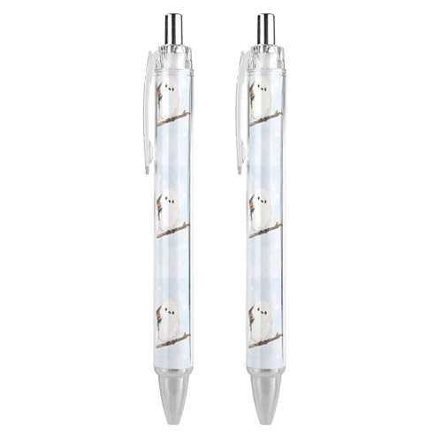 2本セット ボールペン 油性ボールペン シマエナガ 鳥柄 ノック式 ジェルボールペン 0.5mm 黒インク かきやすい 事務用 学生 子供用 筆記具用 文房具 オフィス 入学お祝い