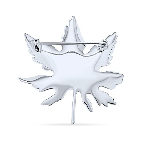 Image of Bling Jewelry Large Canada National Symbol Maple Leaf Pin Brooch Maple Tree Western Jewelry For Women Accessory .925 Sterling Silver Polished