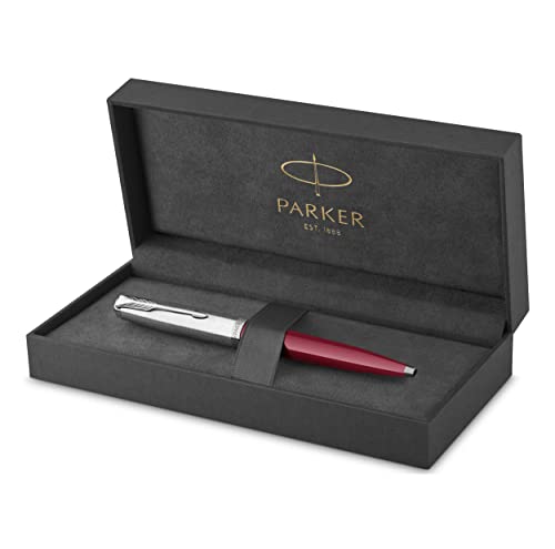 Image of Parker 51 Ballpoint Pen Burgundy Barrel with Chrome Trim Medium Point with Black Ink Refill Gift Box