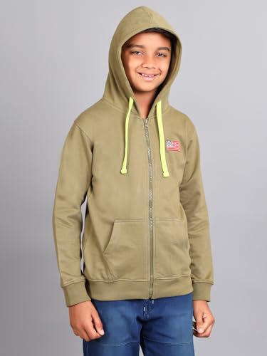Image of ZION Hoodies for Boys - Cotton Hoodies Sweatshirt with Zipper | Solid & Regular Fit with Embroidery | Long Sleeve | for Every Occasion | Multiple Sizes & Colors (Pack of 1)