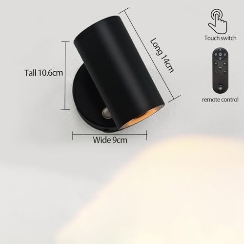Lámparas de pared con control táctil y mando giratorio de interior negro 2