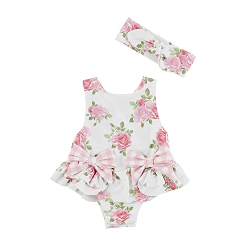 Mud Pie Girls Baby One Piece Swimsuit And Headband Set, Rose, 12-18 Months #TOP26