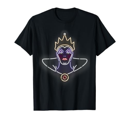 T-shirt Disney Villains Evil Queen en coton avec imprimé néon
