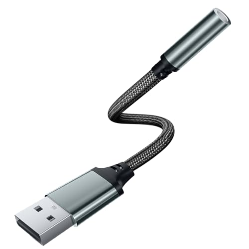 USB to 3.5mm Jack Audio Adapter External Sound Card USB to Aux Adapter with 3.5mm Aux Stereo Converter TRRS Aux Headphone Microphone Converter Compatible with PC Laptop Tablet Headphone PS4