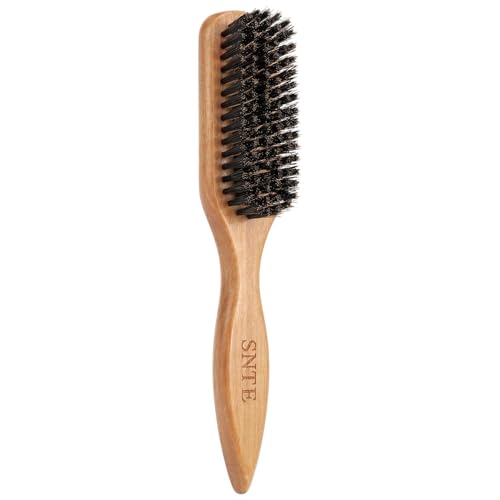 100% Boar Bristle Slick-Back Brush | Natural Wooden Styling Tool to Restore Shine & Frizz Control,...