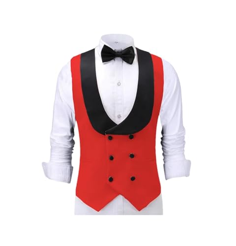 Mens Double Breasted Tuxedo Suit Vest Solid Color Shawl Lapel Wedding Business Work Waistcoat